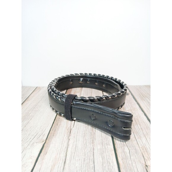 Cimarron Belt Corp Black and Silver Leather Belt Made in USA 36.5\